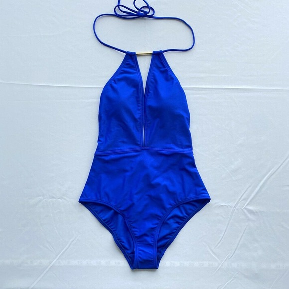 Ted Baker Womens Halter One Piece Swimsuit Bright Blue M Medium Size 3 - Picture 2 of 6